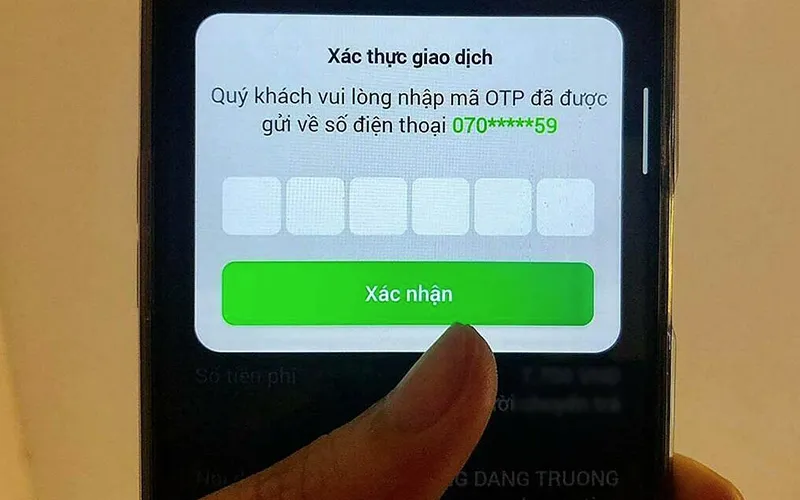 Giao diện xác nhận giao dịch rút tiền XO88 với mã OTP