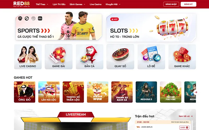 Kho trò chơi đa dạng tại Red88 từ cá cược thể thao đến casino trực tuyến